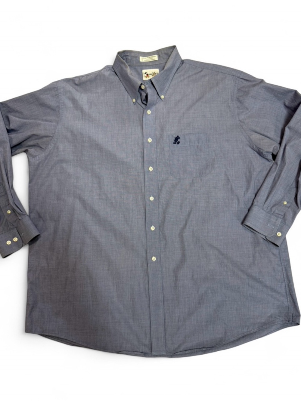 Disney Parks Button Down Shirt Mens XXL Mickey Mouse Blue Oxford Cotton